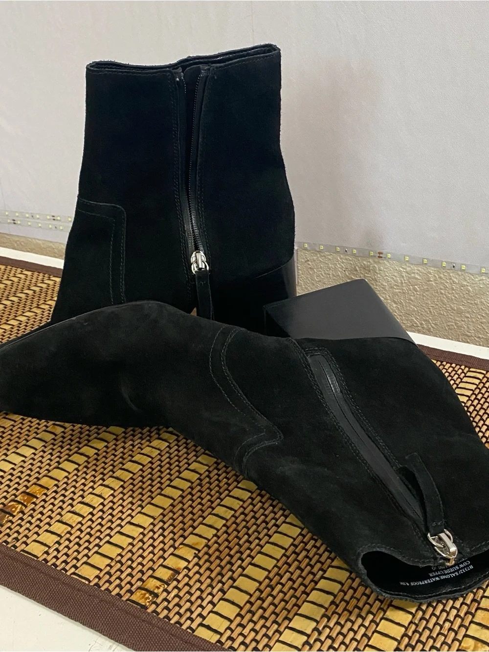 Blondo Salome Waterproof Cow Suede Ankle Boots Black Block Heel 9.5M